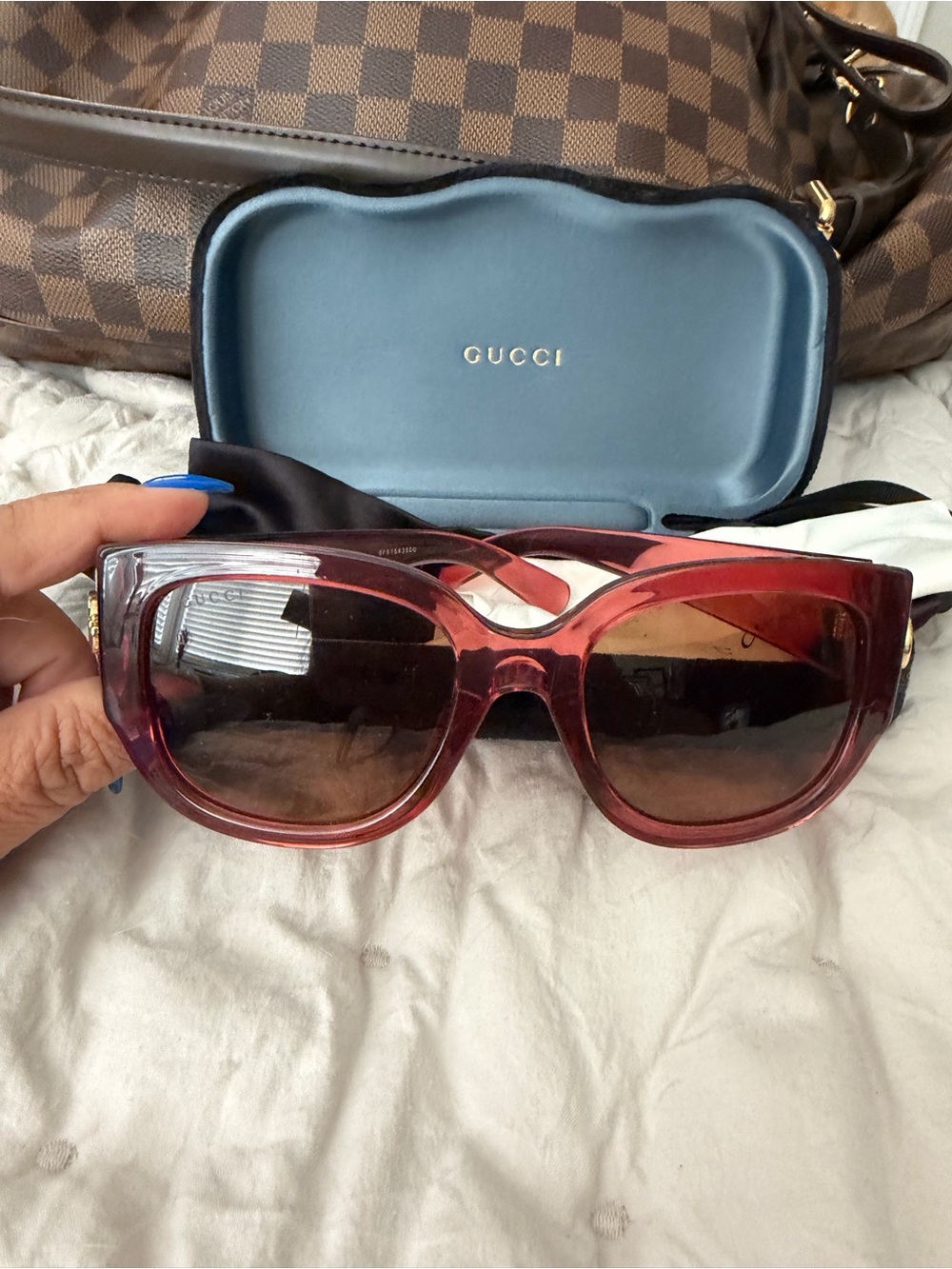 Gucci GG Corner GG1599SA 003 52MM Sunglasses Transparent Red Brown